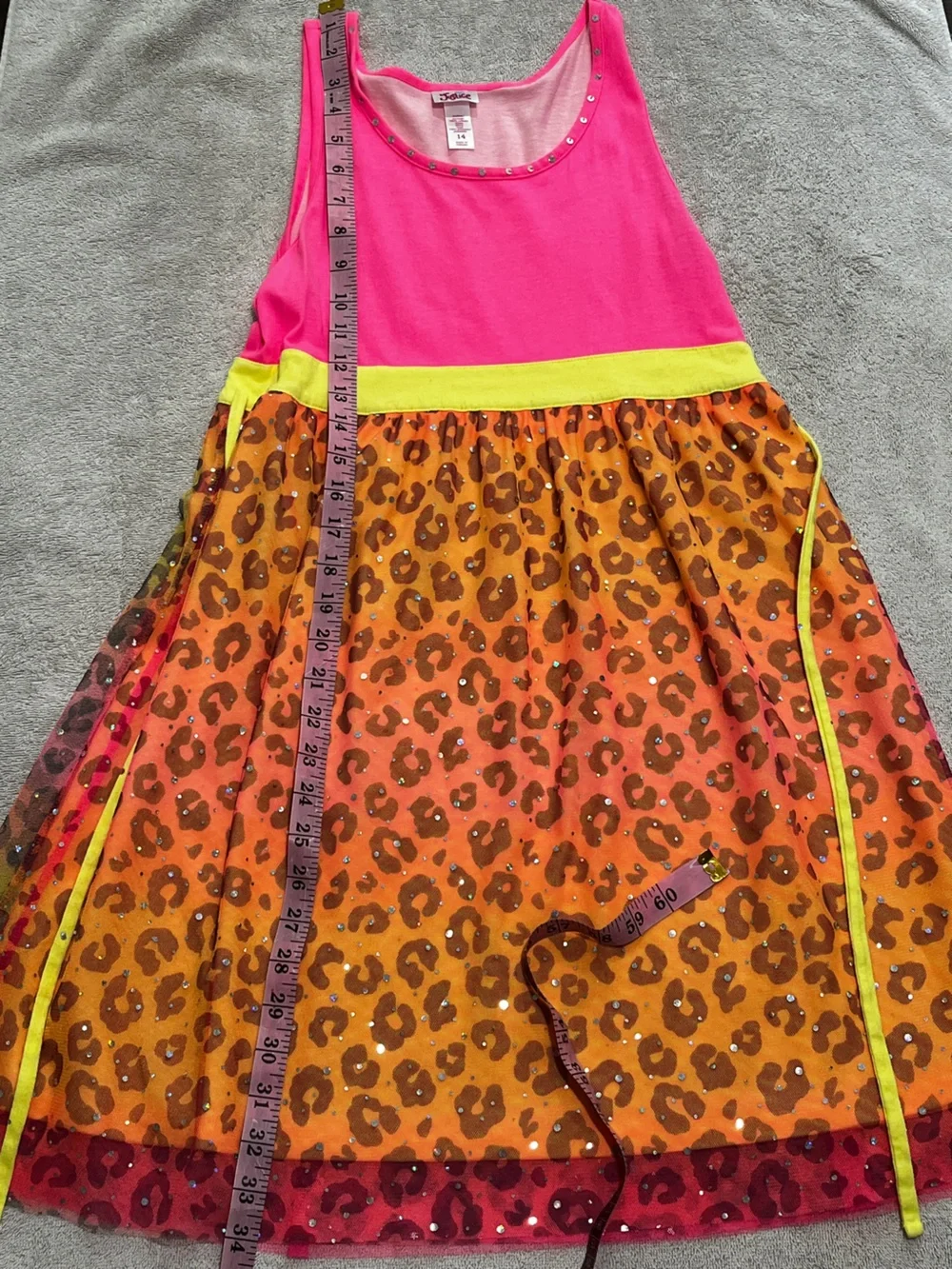 Y2K Justice Girl Leopard Pink Dress